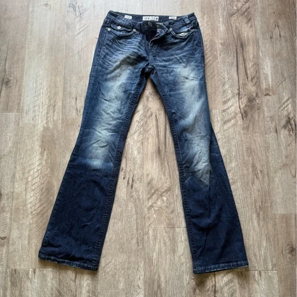 Women’s Y2K Buckle MEK Yokohama Slim Boot Cut Jeans Distressed Wash 29W | 34L - Picture 3 of 9